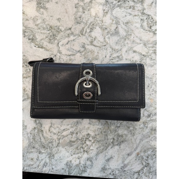 Coach Handbags - Coach Soho Black Leather Buckle Wallet and Handbag Set Silver Hardware Vintage